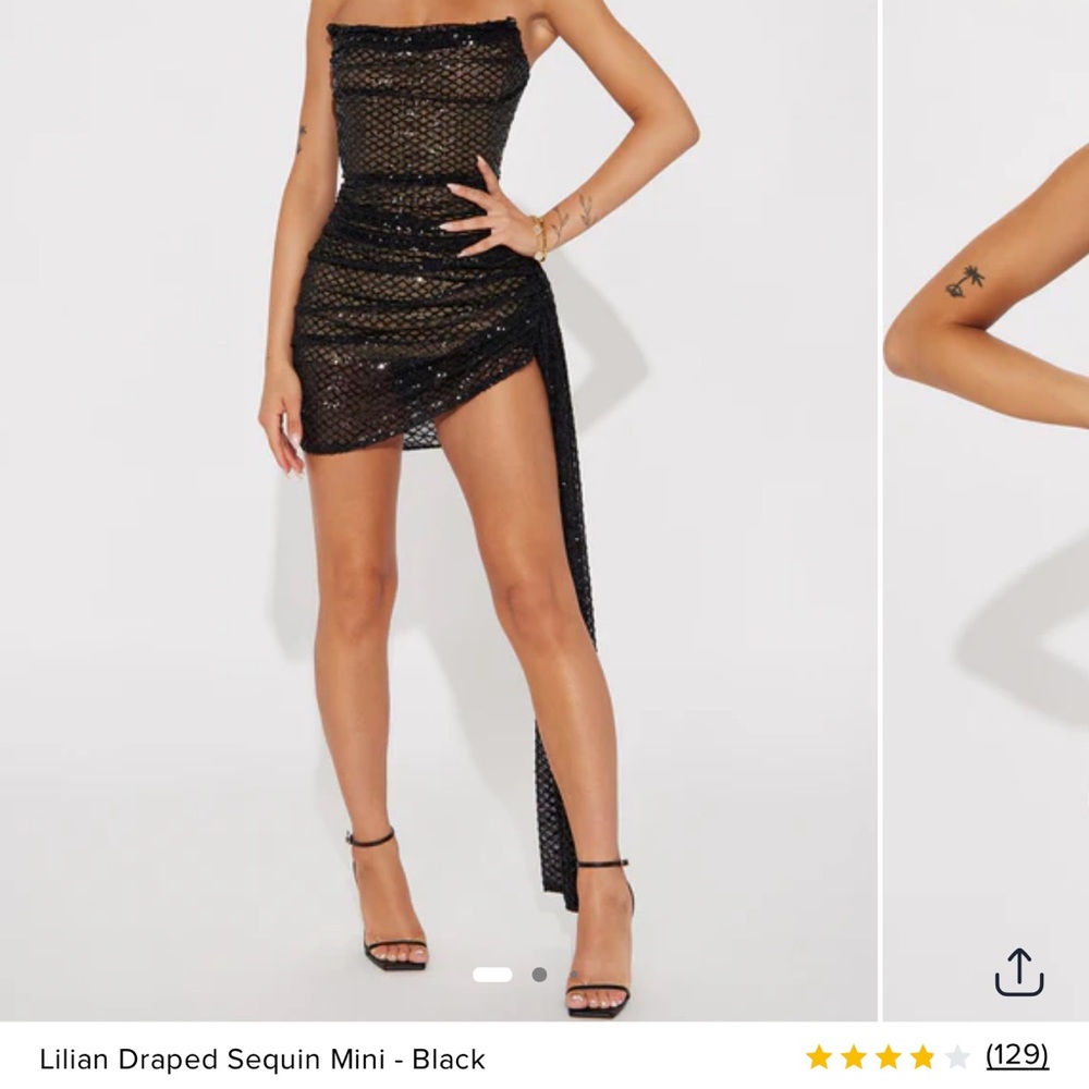 Fashion Nova Black Sequin Draped Mini Dress